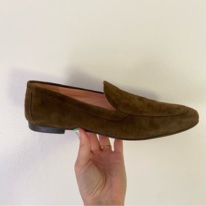 J. Crew smoking suede leather loafer slipper shoe 9 olive cypress green